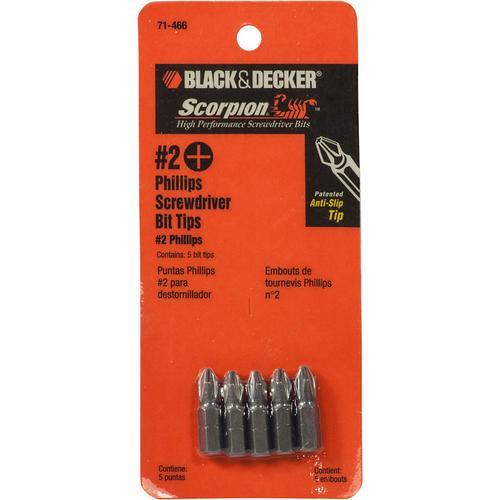 Black&Decker 5 PC #2 PHILLIPS BIT TIP