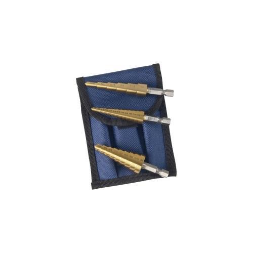 STEP DRILL BIT SET TITANIUM COATED 3 PC 1/8