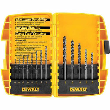 DEWALT 13 PIECE BLACK OXIDE SPLIT POINT TWIST DRILL BIT ASSORTMENT