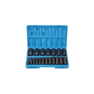 19 PC 1/2"DR 12 POINT DEEP LENGTH FRACTIONAL SET