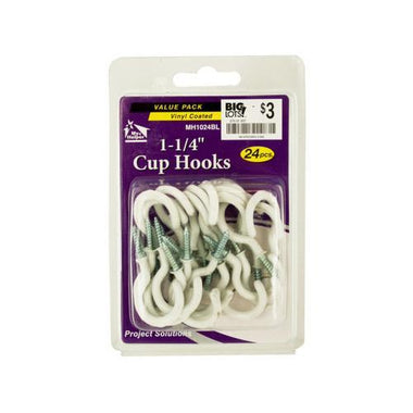 Vinyl Coated Metal Cup Hooks ( Case of 24 )