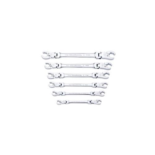 6 Pc. Ratcheting Flex Flare Nut Wrench Set- Metric