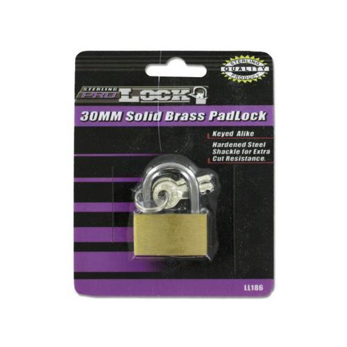 30MM solid brass padlock with keys ( Case of 72 )