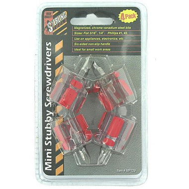 4 Pack miniature stubby screwdriver set ( Case of 108 )