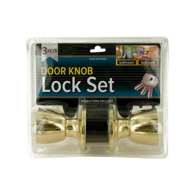 Brass Finish Locking Door Knob Set with 2 Keys ( Case of 1 )