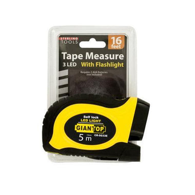 Self-Locking Tape Measure with LED Flashlight ( Case of 1 )