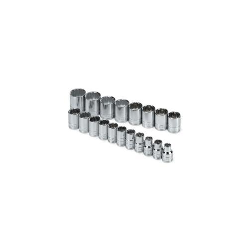 SOCKET SET 1/2IN. DRIVE 19PC METRIC STD 12 POINT